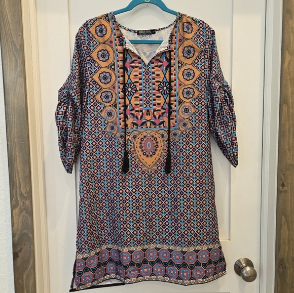 Urban Coco Boho Colorful Mini Tunic Dress - Picture 3 of 8